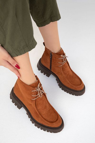SOHO Tan Suede Γυναικείες Μπότες - 19656 Model Bootie