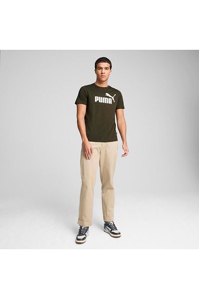 Puma تي شيرت بشعار ESS - زيتوني داكن (S)