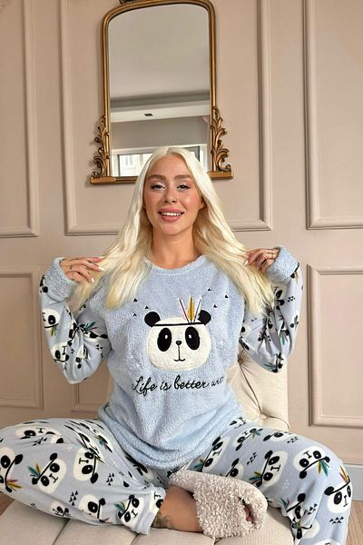 Pijamaevi Set de pijamale de pluș pentru femei Mavi Life Panda