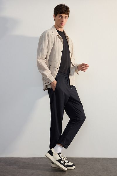 Trendyol Collection Premium Navy Blue Thick Double Leg Sweatpants - Regular Fit Tmnaw24Ea00023