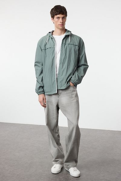 Trendyol Collection Aqua Green Regular Fit Zip Thin Seasonal Windjacke & Regenmantel Jackenmantel TMNAW25MO00039
