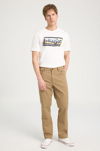 WRANGLER Regular Fit Regular Cut Normal Waist Straight Leg Men's Camel Stretch Trousers