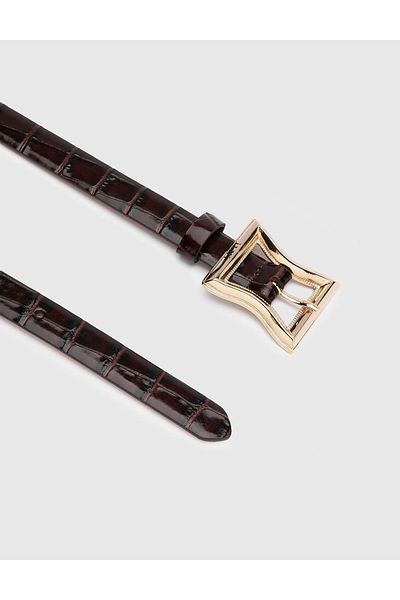İLVİ Fidelya Women's Belt Brown Genuine Crocodile Leather