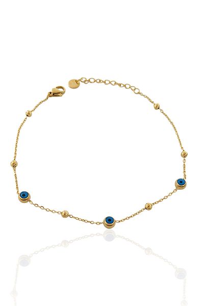 Çlk Accessories Evil Eye Beaded Steel Ball Anklet