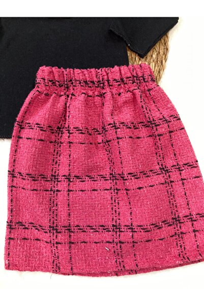 ESES BEBE Baby Black Houndstooth Skirt Blouse Set Team