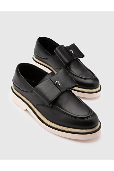 İLVİ Adia Hakiki Deri Kadın Siyah Loafer Ayakkabı