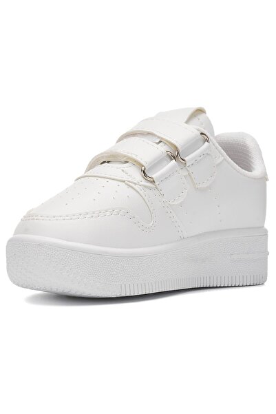 Nstil Günlük Kız Erkek Çocuk Turuncu Beyaz Sneaker Cırtlı Çift Şeritli Rahat Hafif Spor Ayakkabı Zl001