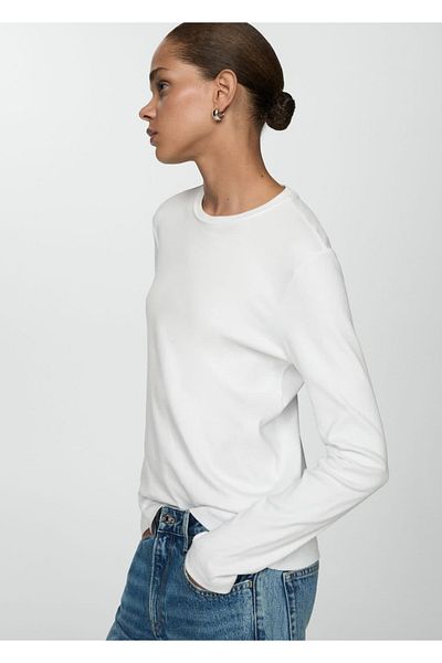 MANGO Woman Langärmliges Baumwoll-T-Shirt