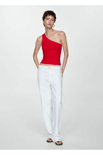 MANGO Woman Asymmetrische Baumwollbluse