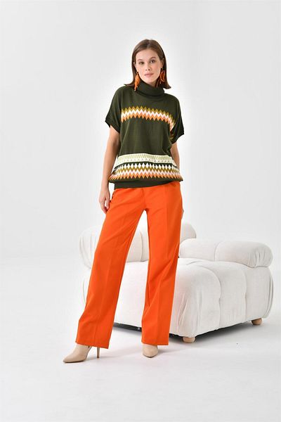 FTZ WOMEN Women's Ethnic Patterned Sweater Khaki 20073