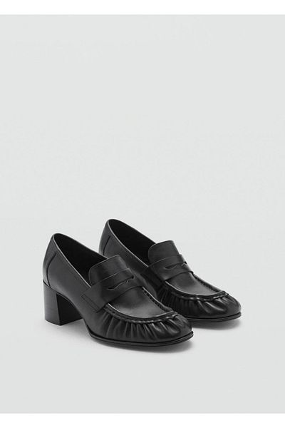MANGO Woman Leather Shoes with Gusseted Heel