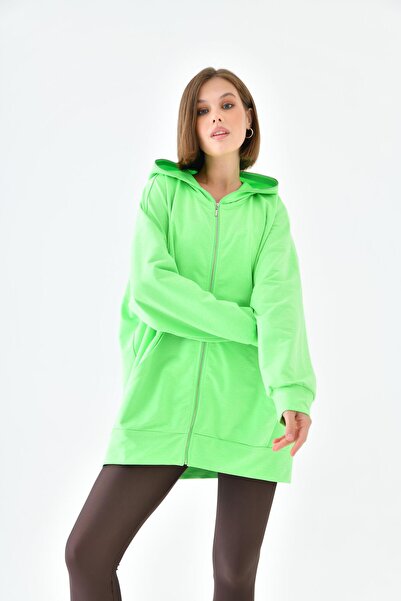 FTZ WOMEN Kadın Fermuarlı Sweat N.Yeşil 10005