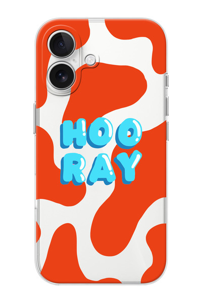 shoptocase iPhone 16  Uyumlu Hooray Desenli Şeffaf Silikon Telefon Kılıfı