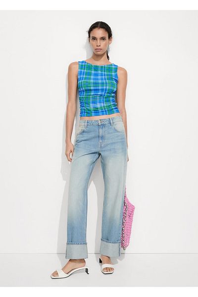 MANGO Woman Gemusterte drapierte Bluse