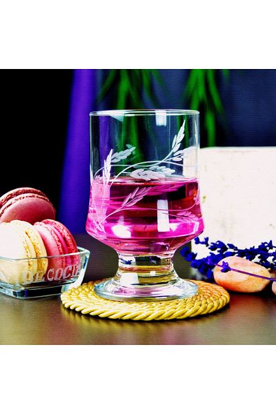 DECOCIA Aria 6 Pieces Footed Water Glass Magnolia Cup with Exile Pattern