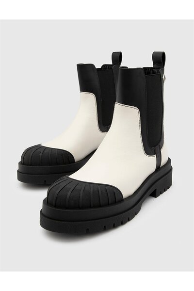 İLVİ Romke Genuine Leather Women's Black White Boots
