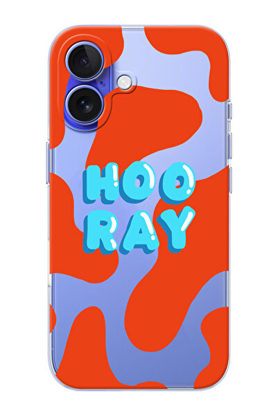 shoptocase iPhone 16 PLUS Uyumlu Hooray Desenli Şeffaf Silikon Telefon Kılıfı