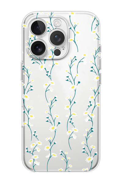 shoptocase iPhone 16 PRO MAX Uyumlu Papatya Sarmaşığı Desenli Şeffaf Silikon ...