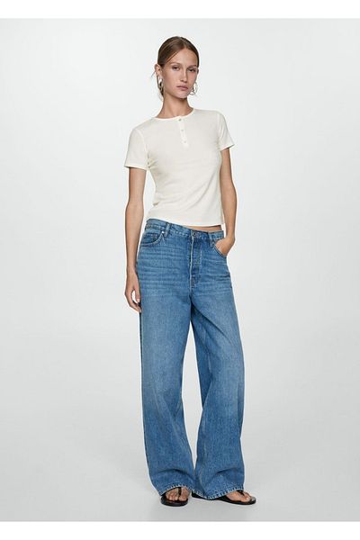 MANGO Woman Lyocell-T-Shirt mit Knöpfen
