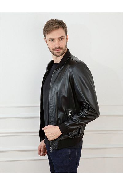 İLVİ Asdis Genuine Leather Men's Black Jacket
