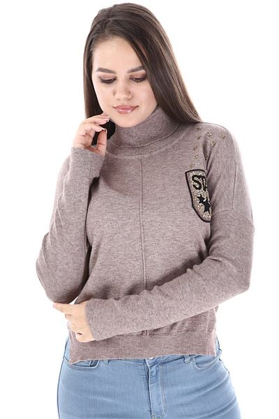 FTZ Γυναικείες Kadın Zımba Taş Detay Triko Beige 21-1305