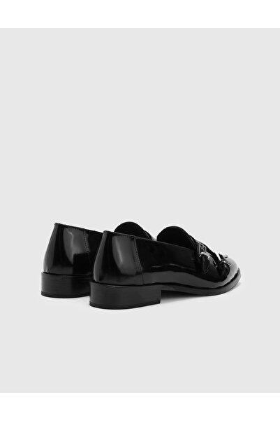 İLVİ Zelia Genuine Patent Leather Women's Black Loafer Shoes