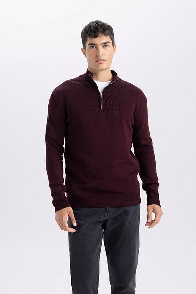 DeFacto Stand Collar Zippered Basic Knitwear Sweater - Standard Fit A5184Ax24Au