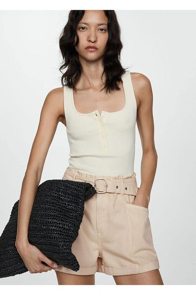 MANGO Woman Denim Shorts with Belt