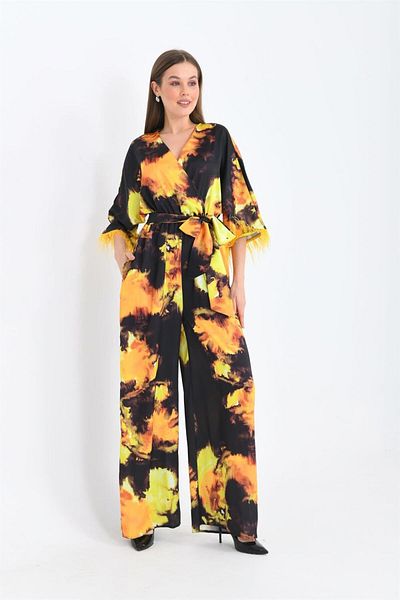 FTZ WOMEN Women's Yellow Jumpsuit - Sleeves, Model 30448