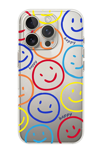 shoptocase iPhone 16 PRO Uyumlu Smile Desenli Şeffaf Silikon Telefon Kılıfı