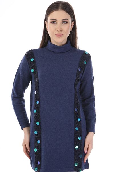 FTZ WOMEN Tricotaj Indigo Femei - Paiete Paiete și Detaliu dungi 21-1328