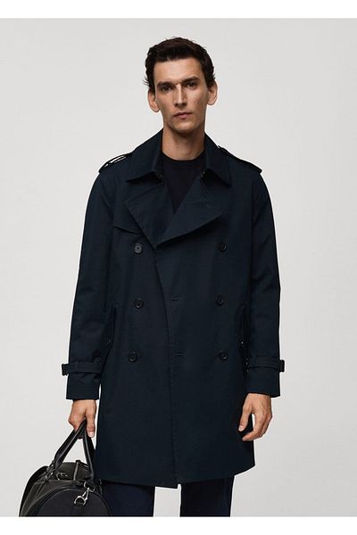 MANGO Man Wasserabweisender Trenchcoat mit Gürtel