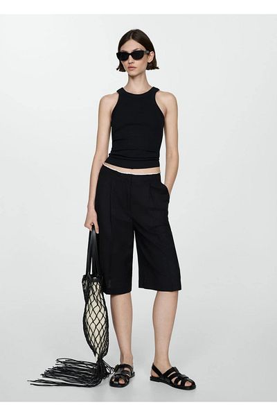 MANGO Woman Rubber knit cotton blouse