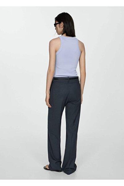 MANGO Woman Bluză din bumbac tricotată din cauciuc