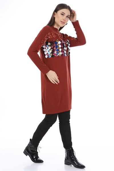 FTZ WOMEN Women's Front Sequin Sequin Knitwear Tile 21-1238