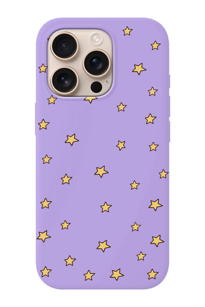 shoptocase iPhone 16 PRO Uyumlu Yıldızlar Desenli İçi Süet Silikon Telefon Kı...