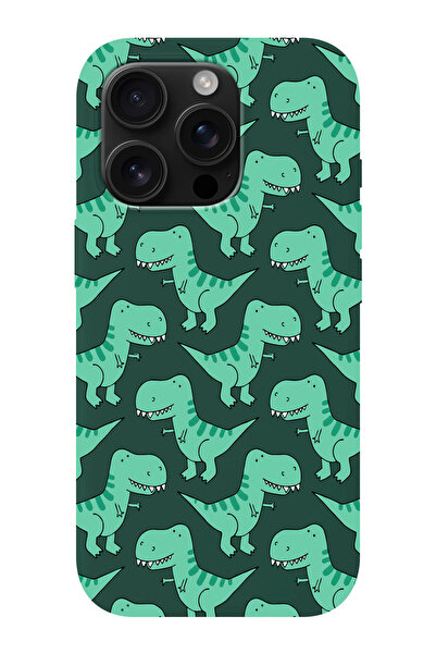 shoptocase iPhone 16 PRO MAX Uyumlu Dinozor Desenli İçi Süet Silikon Telefon ...