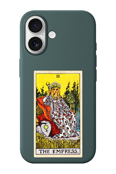 shoptocase iPhone 16 Uyumlu Kraliçe Tarot Desenli İçi Süet Silikon Telefon Kı...