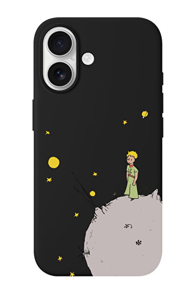 shoptocase iPhone 16 Uyumlu Küçük Prens Moon Desenli İçi Süet Silikon Telefon...