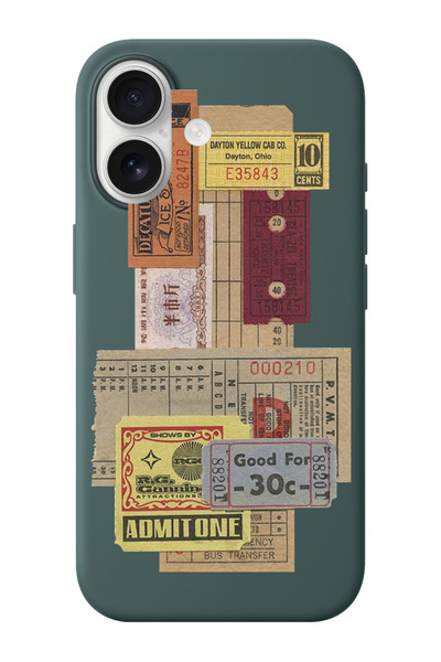 shoptocase iPhone 16 Uyumlu Pul Bilet Desenli İçi Süet Silikon Telefon Kılıfı