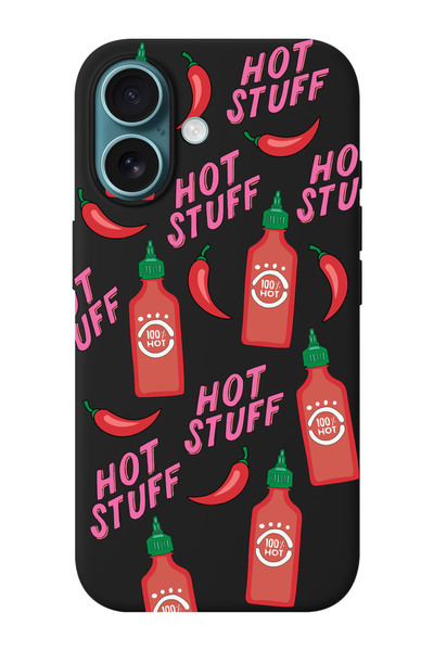 shoptocase iPhone 16 PLUS Uyumlu Hot Stuff Desenli İçi Süet Silikon Telefon K...