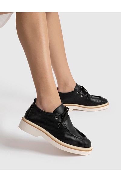 İLVİ Afsana Genuine Leather Women's Black Oxford Shoes