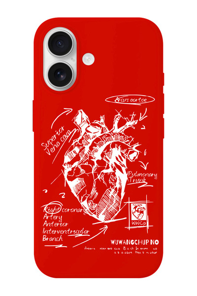 shoptocase iPhone 16 Uyumlu Kalp Çizimi Desenli İçi Süet Silikon Telefon Kılıfı