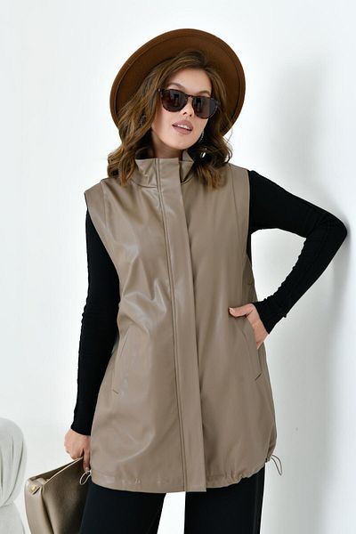 FTZ WOMEN Women's Leather Vest Beige 30926
