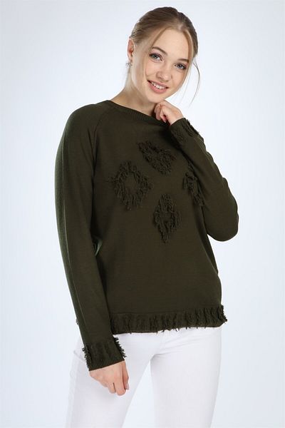 FTZ WOMEN Khaki Casual Tunic - Women's, Text Detailed, 21-1171