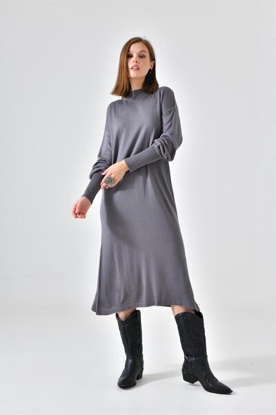 FTZ WOMEN Women's Plain Basic Tunic Gray 20678