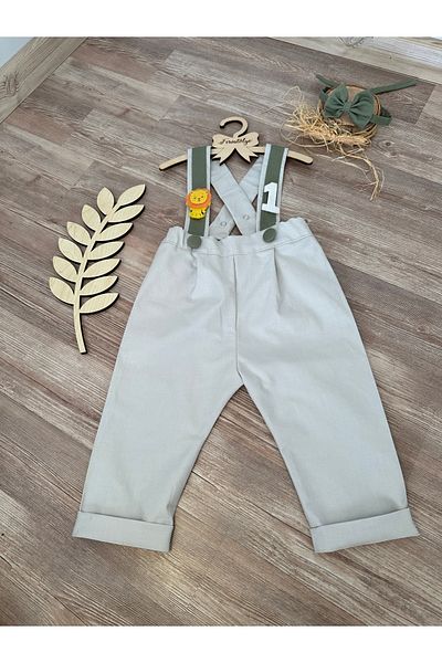 Feriatolye Safari Concept Stone Color Mold Green Detailed Trousers Salopet