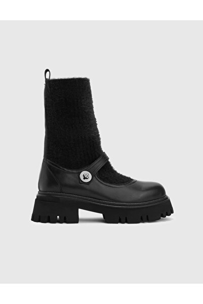 İLVİ Dante Hakiki Deri Kadın Siyah Bot