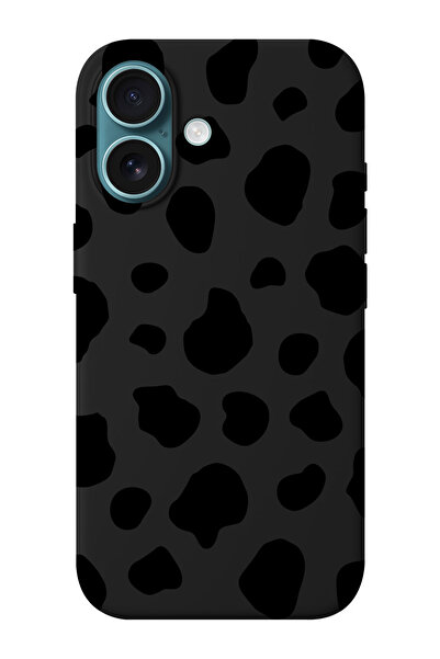 shoptocase iPhone 16 PLUS Uyumlu Dalmaçya Desenli İçi Süet Silikon Telefon Kı...