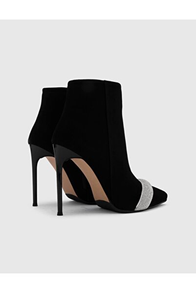 İLVİ Blenda Hakiki Süet Deri Kadın Siyah Topuklu Bot